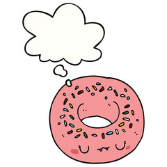 cartoon donut and thought bubble