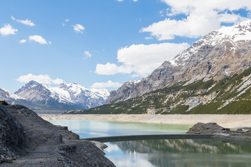 Fototapeta premium Alpine landscape with artificial lake, italy