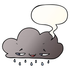 cartoon rain cloud and speech bubble in smooth gradient style