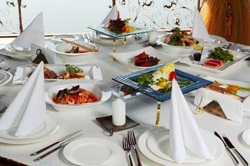 The covered table. In expectation of visitors.