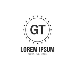 Initial GT logo template with modern frame. Minimalist GT letter logo vector illustration