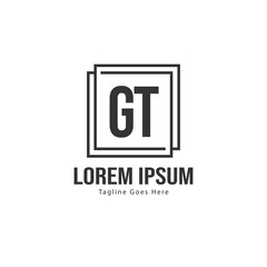 Initial GT logo template with modern frame. Minimalist GT letter logo vector illustration