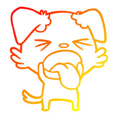 warm gradient line drawing cartoon disgusted dog