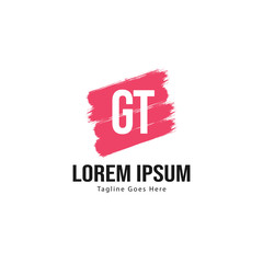 Initial GT logo template with modern frame. Minimalist GT letter logo vector illustration