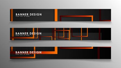 Abstract geometric and rectangular pattern banners with orange gradients