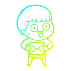 cold gradient line drawing cartoon man staring