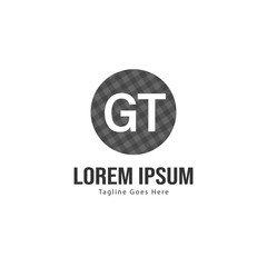 Initial GT logo template with modern frame. Minimalist GT letter logo vector illustration