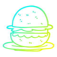 cold gradient line drawing cartoon burger