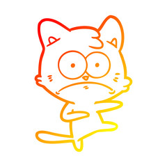 warm gradient line drawing cartoon nervous cat