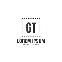 Initial GT logo template with modern frame. Minimalist GT letter logo vector illustration