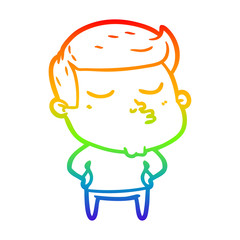 rainbow gradient line drawing cartoon model guy pouting