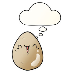 cartoon egg and thought bubble in smooth gradient style