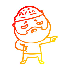 warm gradient line drawing cartoon worried man with beard