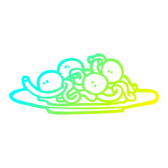 cold gradient line drawing cartoon spaghetti and meatballs