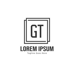 Initial GT logo template with modern frame. Minimalist GT letter logo vector illustration