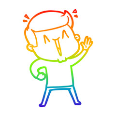 rainbow gradient line drawing cartoon happy man