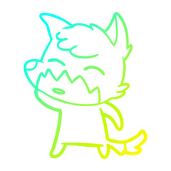 cold gradient line drawing cartoon fox