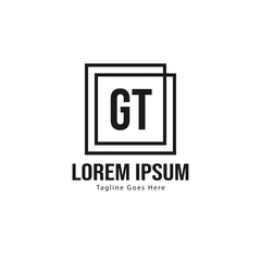 Initial GT logo template with modern frame. Minimalist GT letter logo vector illustration