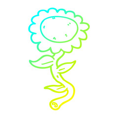 cold gradient line drawing cartoon sunflower