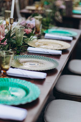 Obraz na płótnie Canvas Boho wedding table for a newlywed banquet.