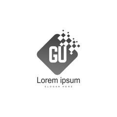 Initial GU logo template with modern frame. Minimalist GU letter logo vector illustration