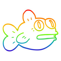 rainbow gradient line drawing cartoon fish