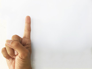 Isolated hand pointing to left in white background