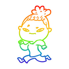 rainbow gradient line drawing cartoon woman