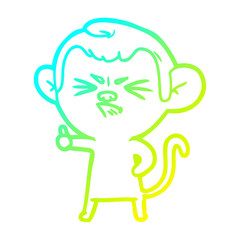 cold gradient line drawing cartoon angry monkey