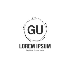 Initial GU logo template with modern frame. Minimalist GU letter logo vector illustration