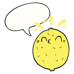 cute cartoon lemon and speech bubble