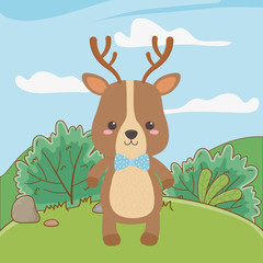 Obraz na płótnie Canvas Reindeer cartoon with bowtie design