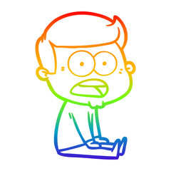 rainbow gradient line drawing cartoon shocked man