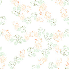 Fototapeta na wymiar Color lotus flower hand drawn, floral seamless pattern, simple vector illustration
