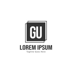 Initial GU logo template with modern frame. Minimalist GU letter logo vector illustration
