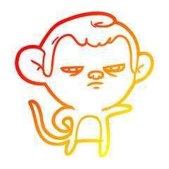 warm gradient line drawing cartoon monkey