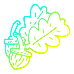 cold gradient line drawing cartoon acorn
