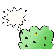 cartoon hedge and speech bubble in smooth gradient style