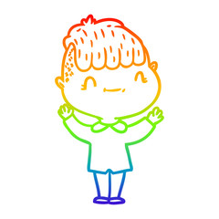 rainbow gradient line drawing cartoon friendly boy
