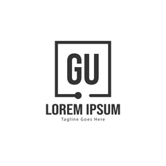 Initial GU logo template with modern frame. Minimalist GU letter logo vector illustration