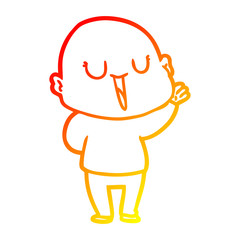 warm gradient line drawing happy cartoon bald man