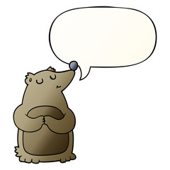 cartoon bear and speech bubble in smooth gradient style
