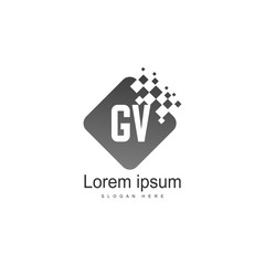 Initial GV logo template with modern frame. Minimalist GV letter logo vector illustration