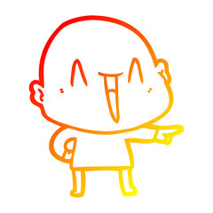 warm gradient line drawing happy cartoon bald man