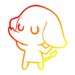warm gradient line drawing cute cartoon elephant