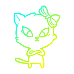 cold gradient line drawing cartoon cat