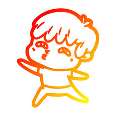 warm gradient line drawing cartoon curious man