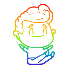 rainbow gradient line drawing happy cartoon man