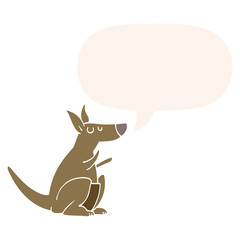 cartoon kangaroo and speech bubble in retro style