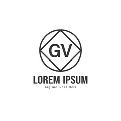 Initial GV logo template with modern frame. Minimalist GV letter logo vector illustration